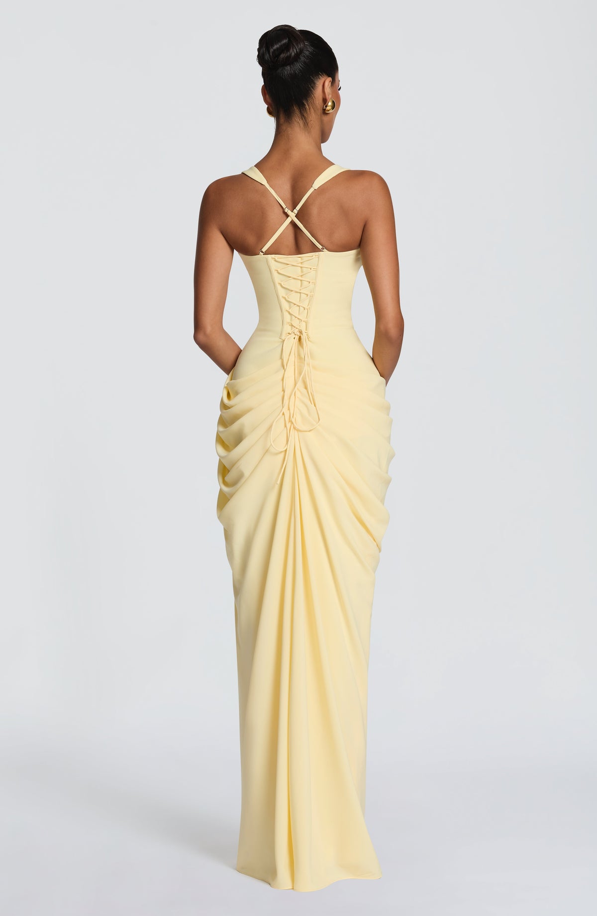 Vestido de evento Elisa™ amarillo limón con abertura en la pierna, foto 4