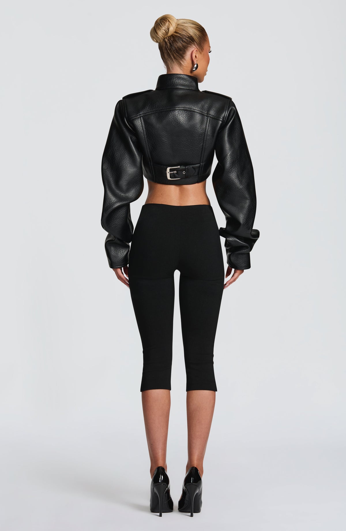 Mónica™ - Chaqueta con Cuello Mao Negra