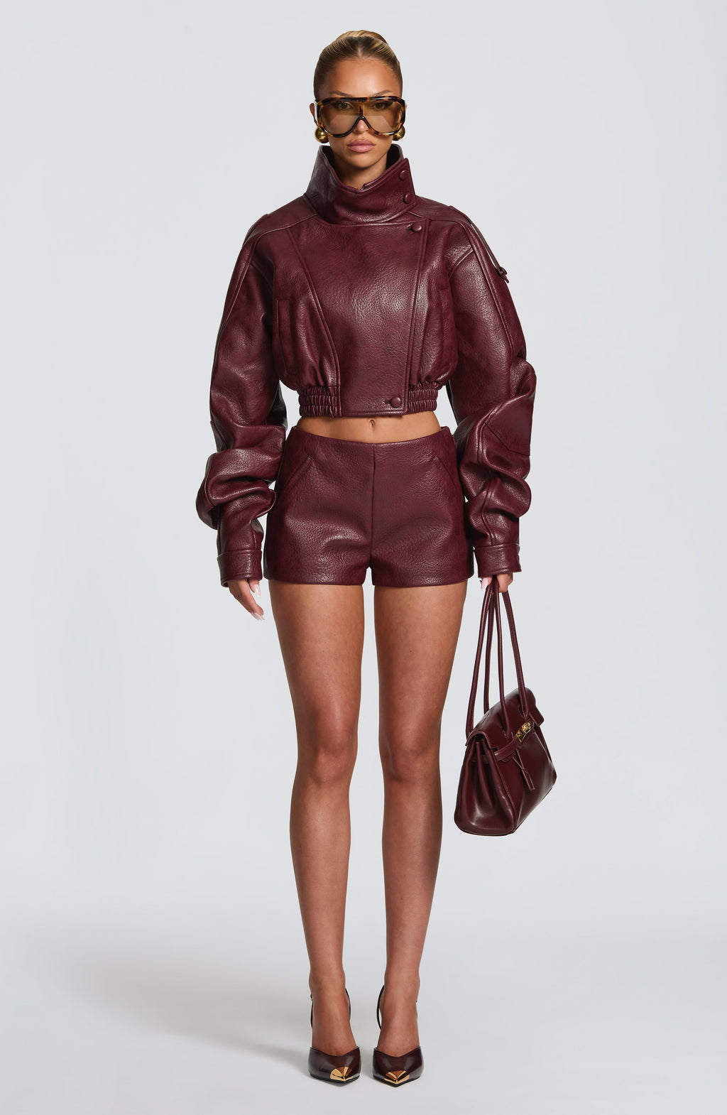 Noemí™ - Chaqueta Corta de Polipiel Cereza