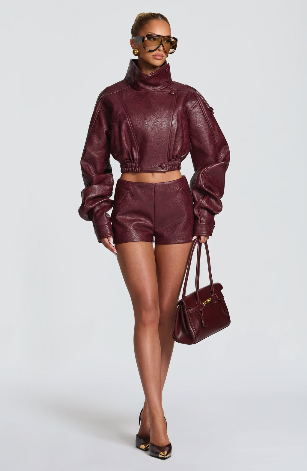 Noemí™ - Chaqueta Corta de Polipiel Cereza