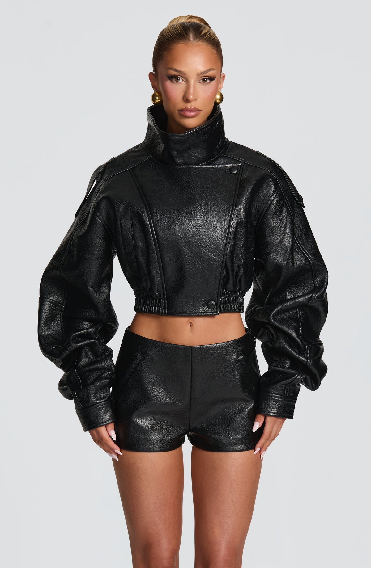Noemí™ - Chaqueta Corta de Polipiel Negra