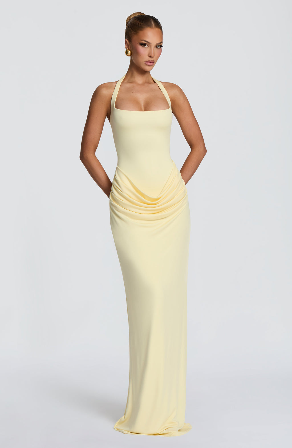 Vestido largo de fiesta amarillo limón de punto - Sonia™ Ana Ibiza