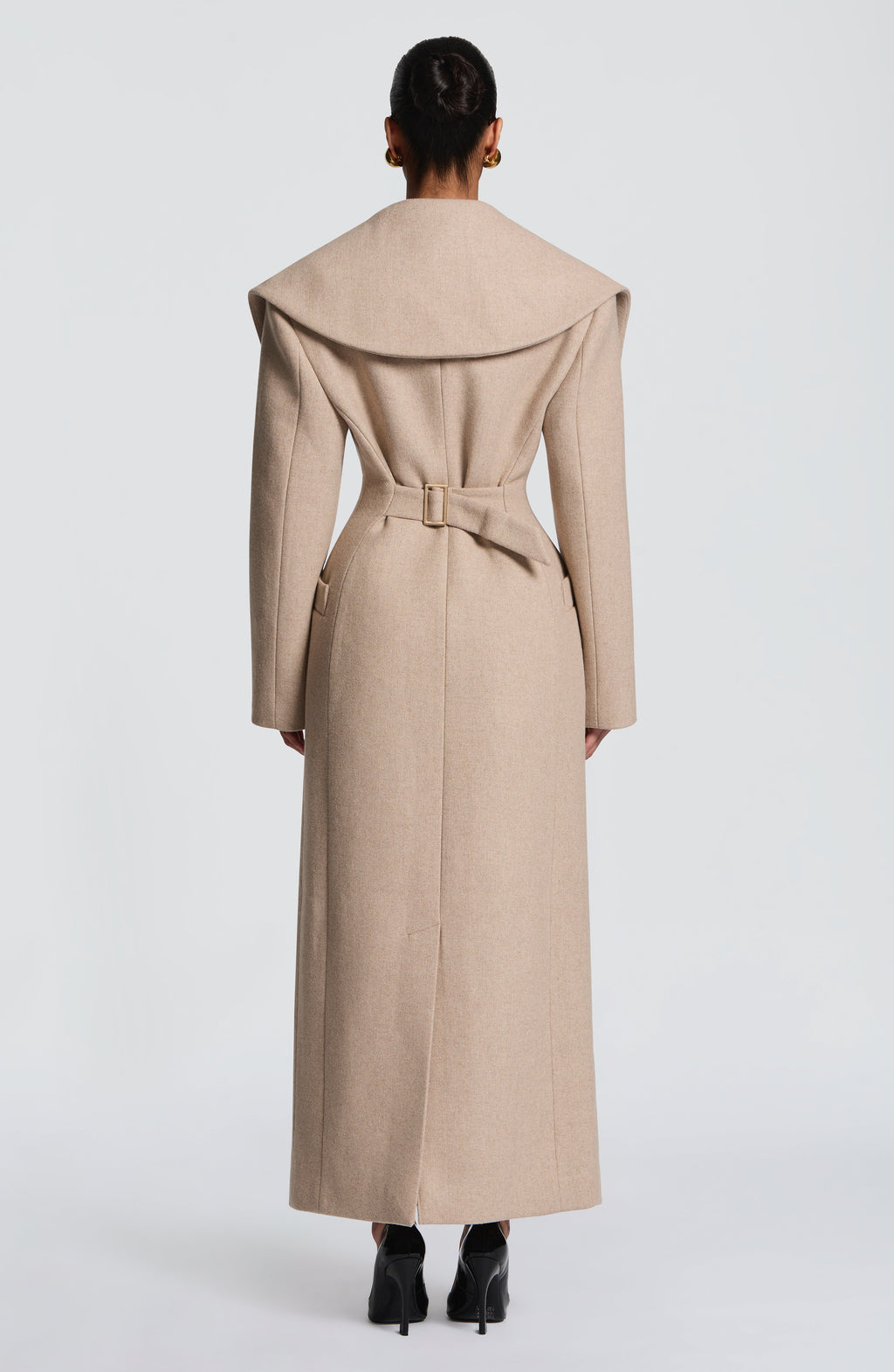 Lourdes™ - Abrigo Largo Cruzado de Paño Beige