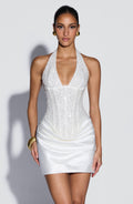 Vestido blanco corto bordado para preboda o evento - Adriana™ Ana Ibiza