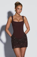 Vestido corto de cóctel ciruela de tul - Yaiza™ Ana Ibiza