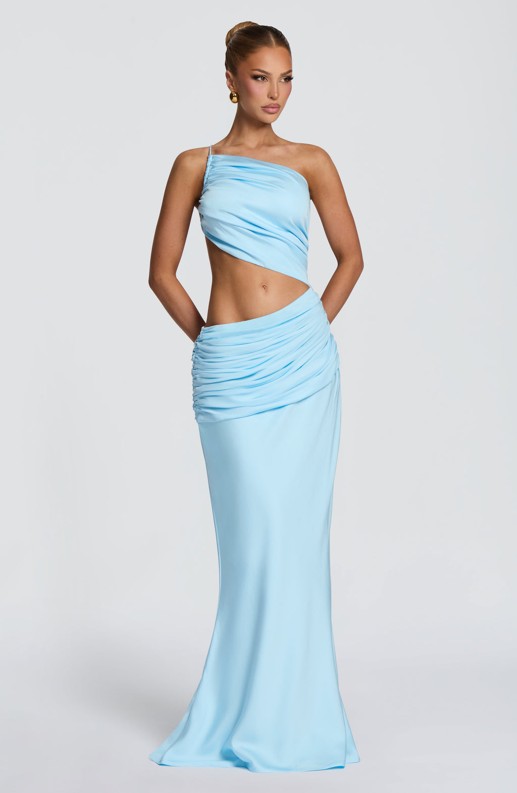 Vestido largo de fiesta celeste asimétrico - Marina™ Ana Ibiza