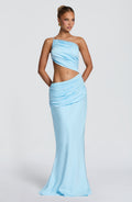 Vestido largo de fiesta celeste asimétrico - Marina™ Ana Ibiza