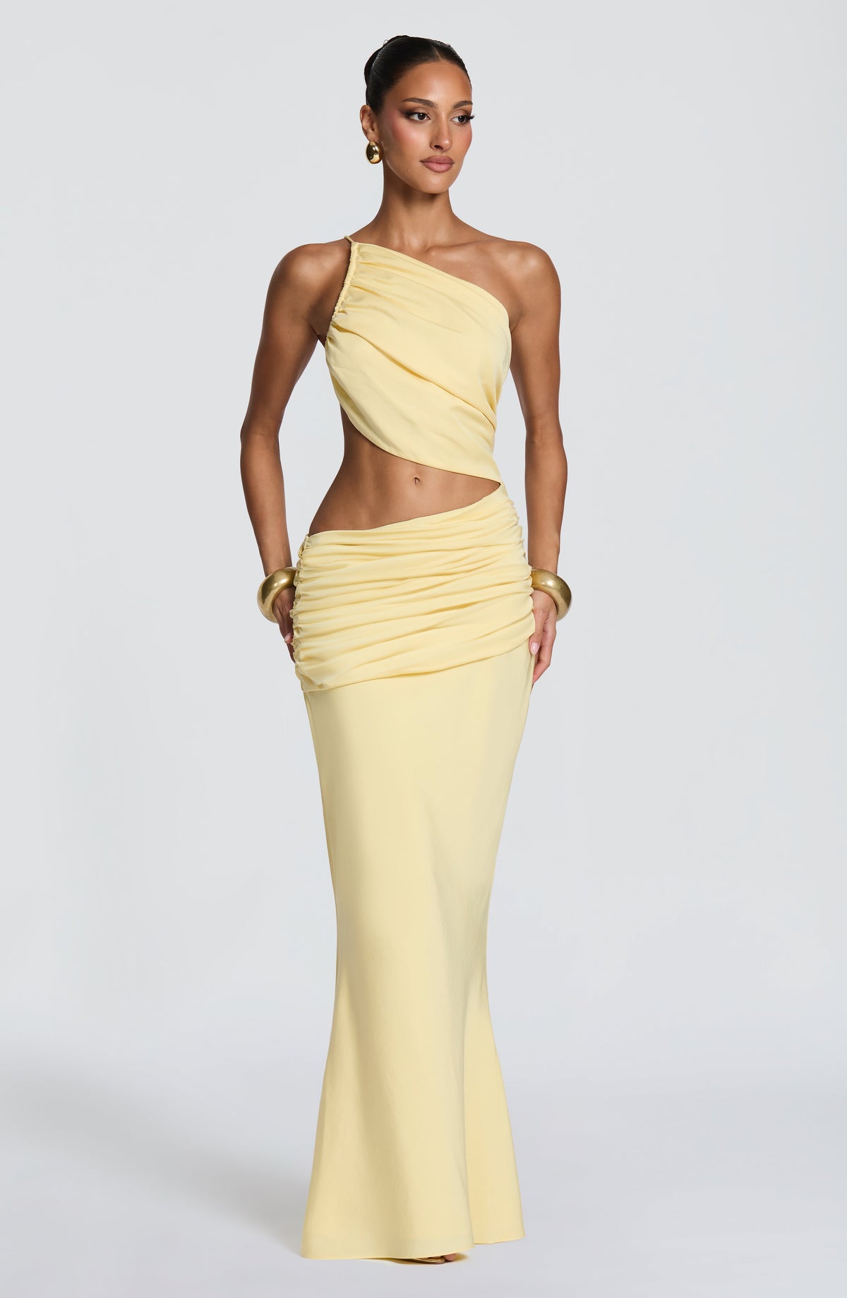 Vestido largo de fiesta amarillo limón asimétrico - Marina™ Ana Ibiza