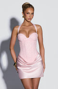 Vestido corto de cóctel rosa con pedrería - Nuria™ Ana Ibiza