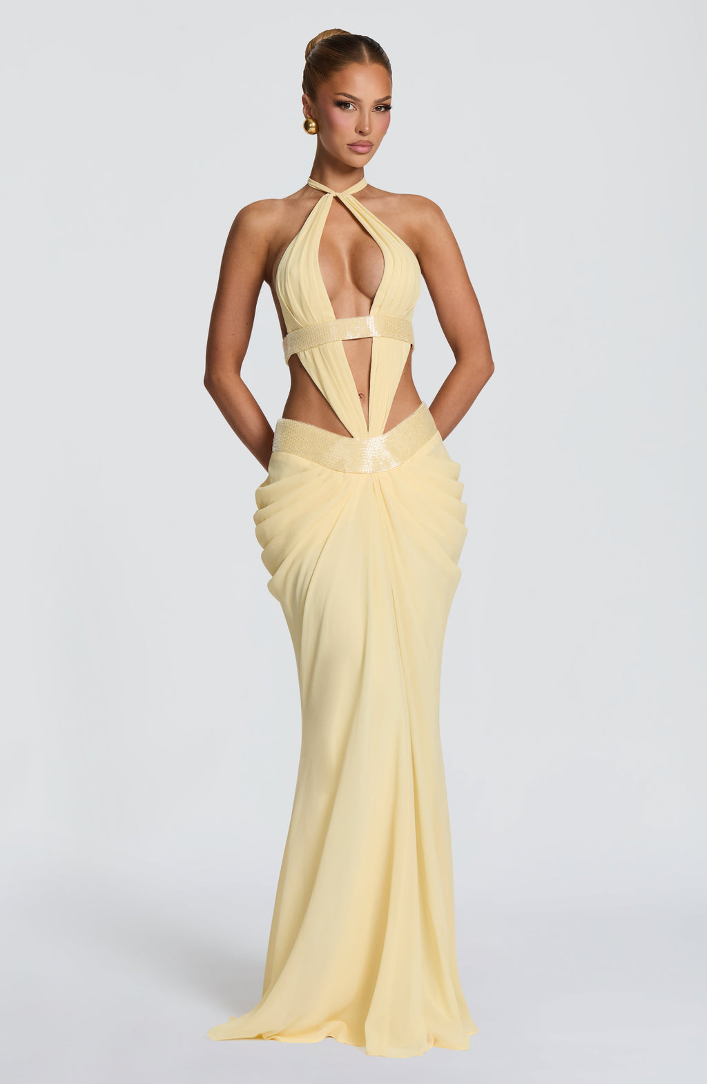 Vestido Sofía™ amarillo limón con cuello halter, foto 7