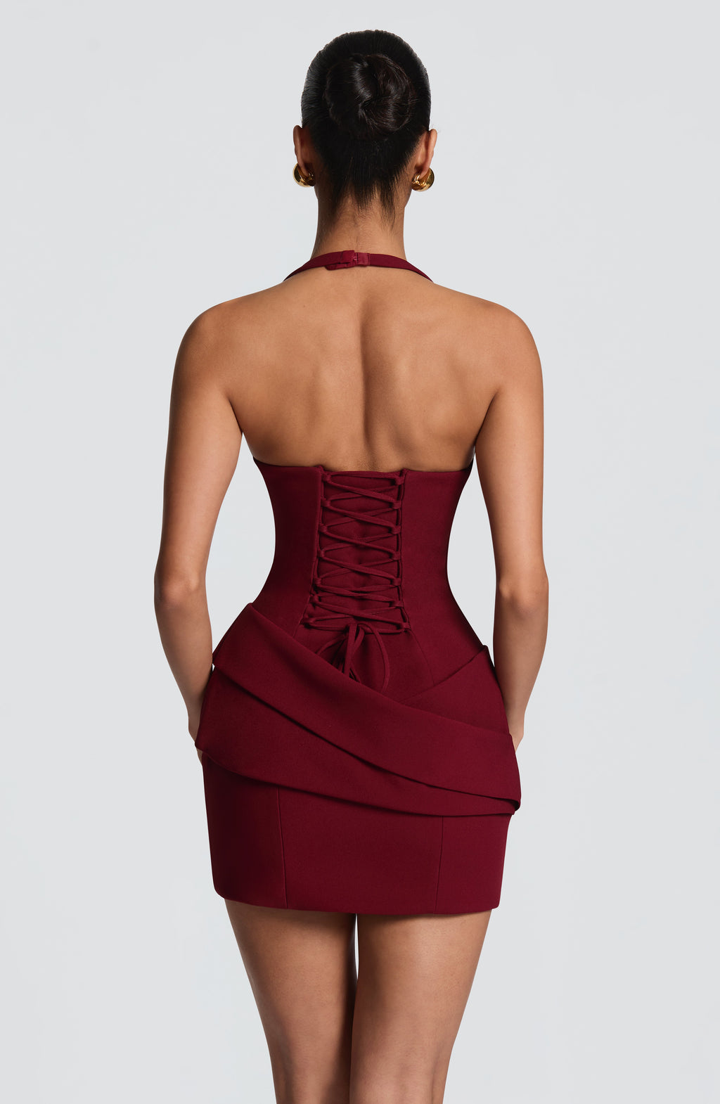 Ximena™ - Vestido Corto con Corsé Burdeos