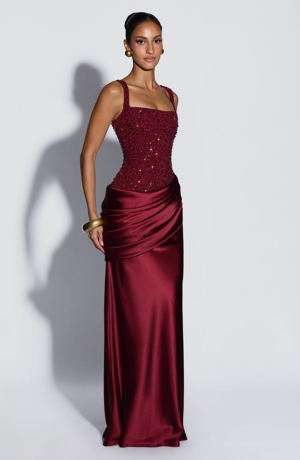 Vestido de evento Alejandra™ burdeos con lentejuelas, foto 4