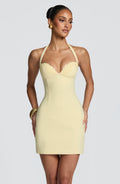 Vestido corto de cóctel amarillo limón con encaje - Celia™ Ana Ibiza