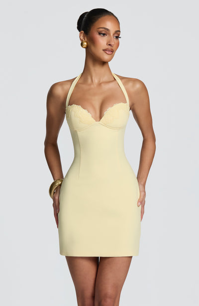 Celia - Vestido Corto con Encaje Limón