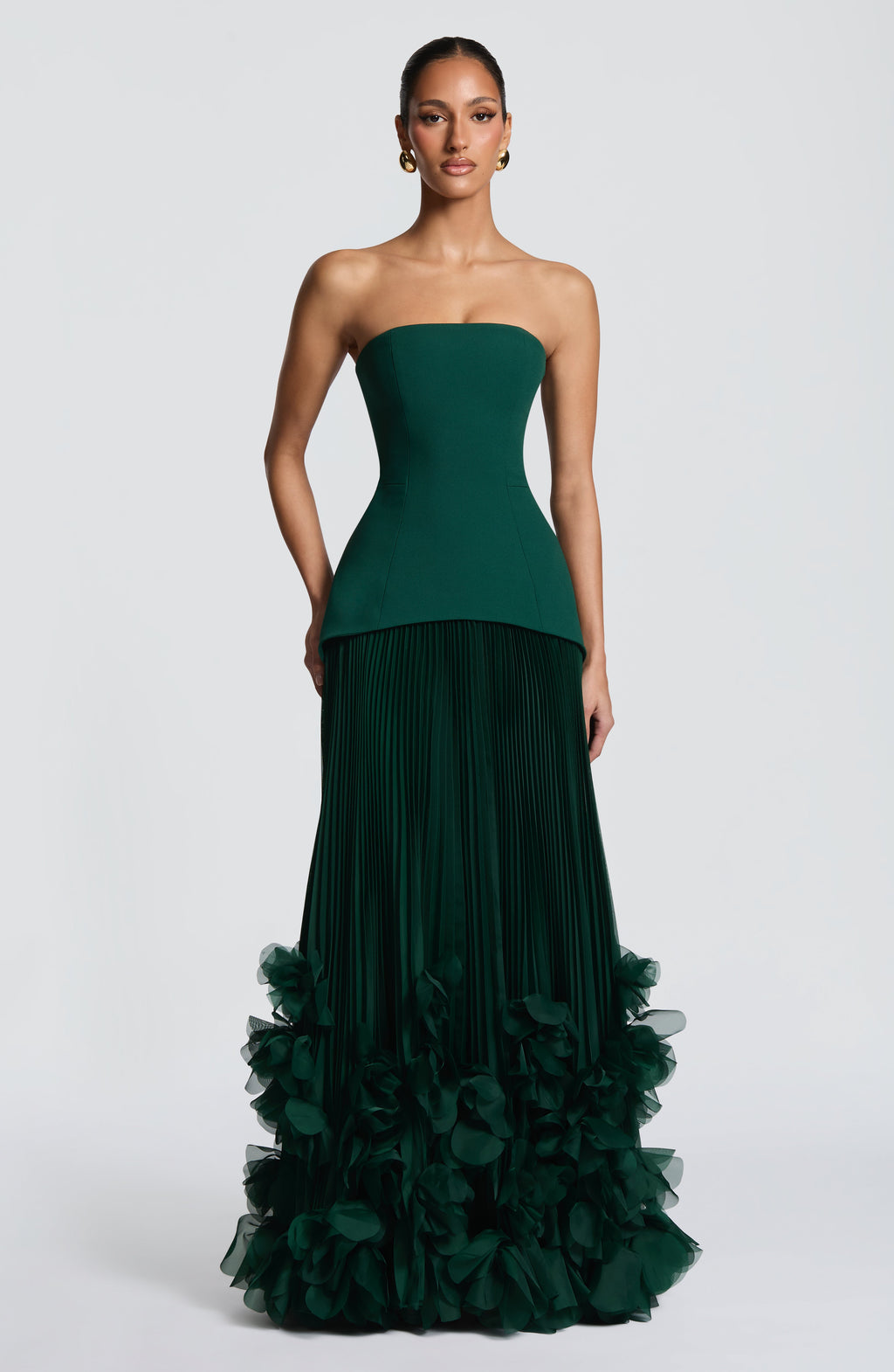 Serafina™ - Vestido Largo con Apliques Esmeralda