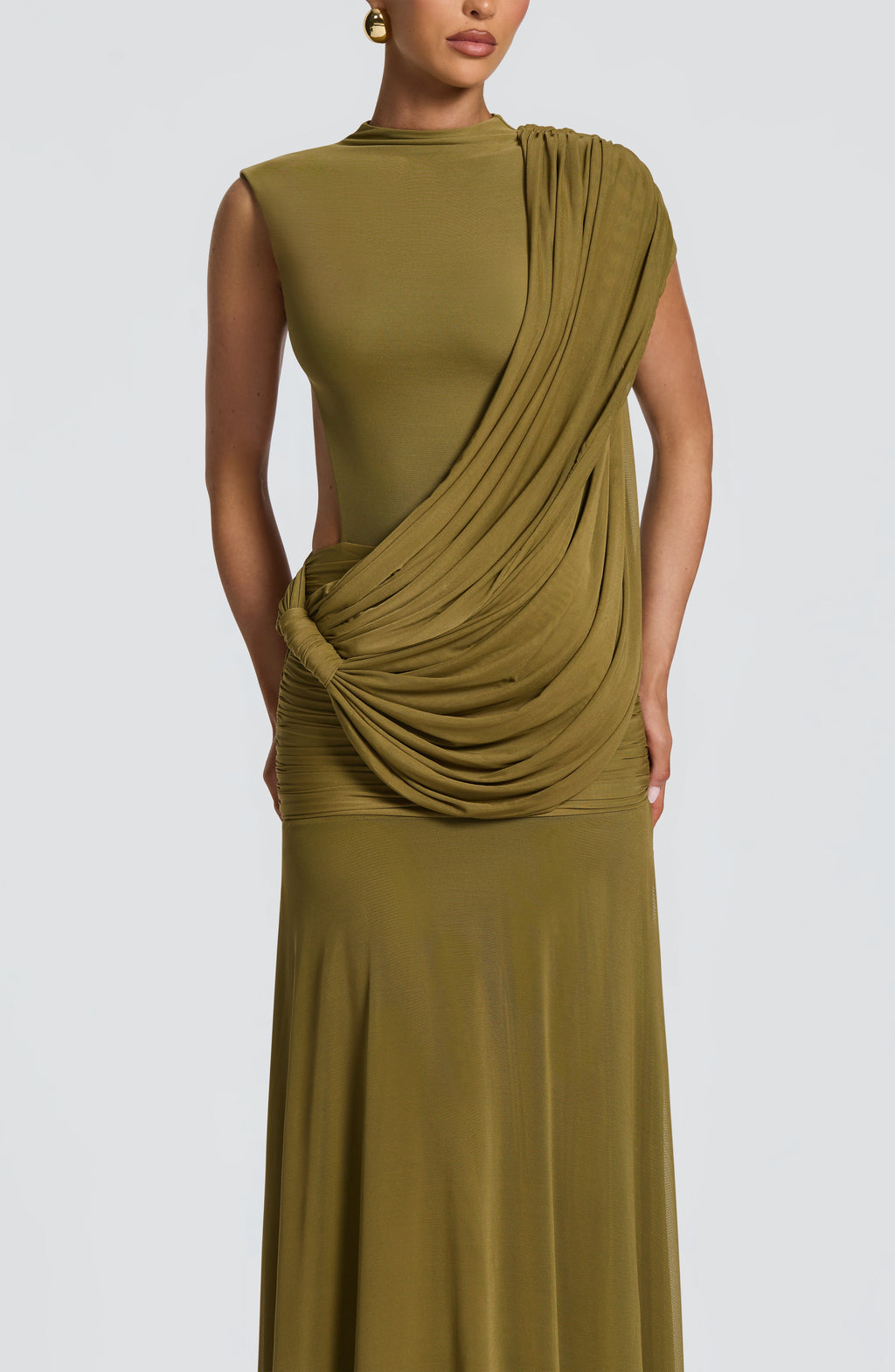 Mireya™ oliva: vestido largo para una boda de noche, foto 5