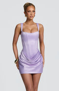 Vestido corto de cóctel lila de satén - Isabel™ Ana Ibiza