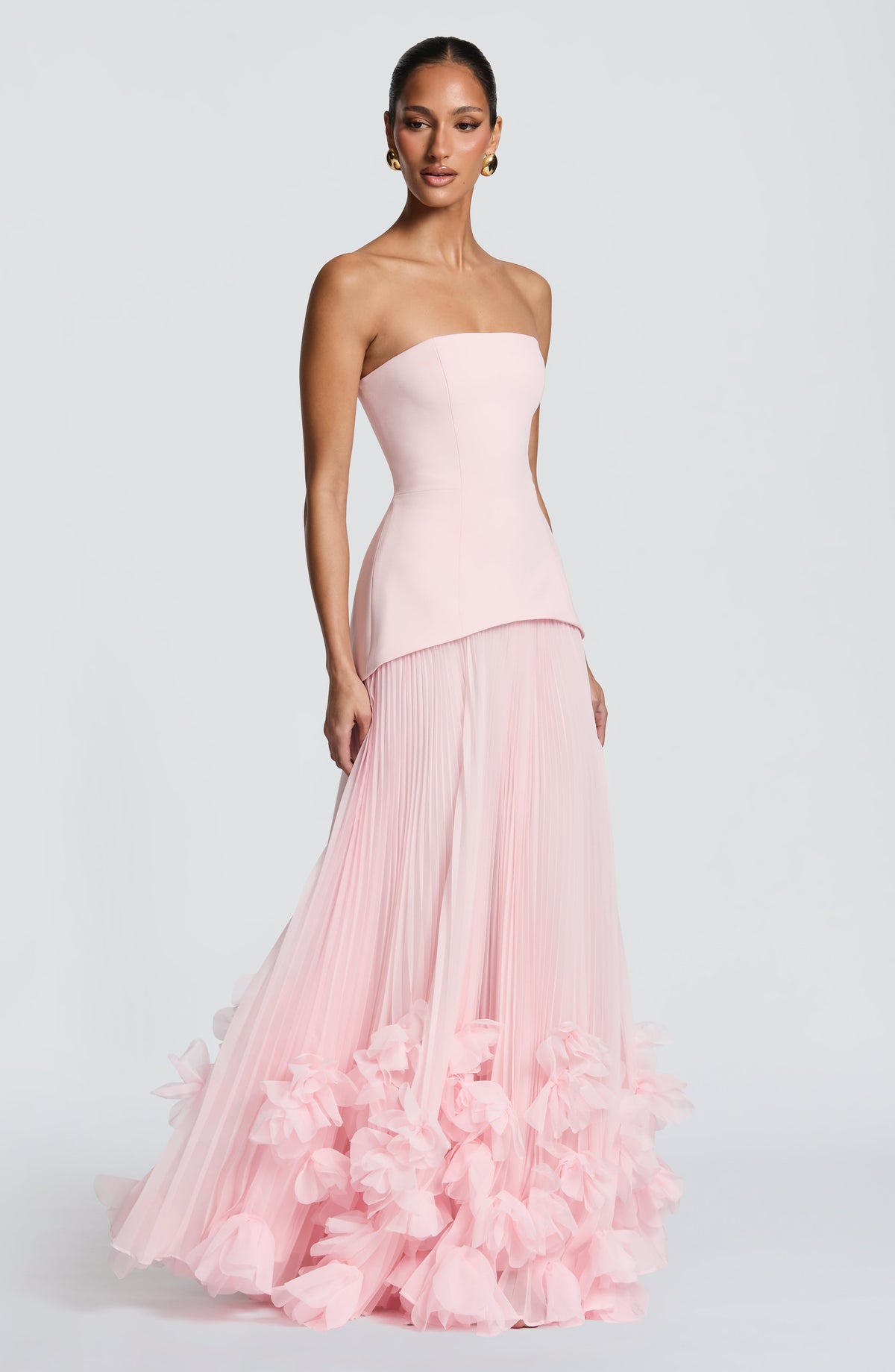 Serafina™ - Vestido Largo con Apliques Rosa Empolvado