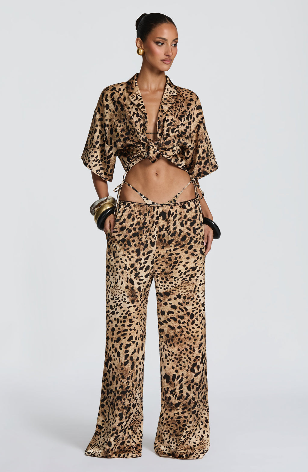 pantalón palazzo de satén leopardo Soraya™ para una cena, foto 5
