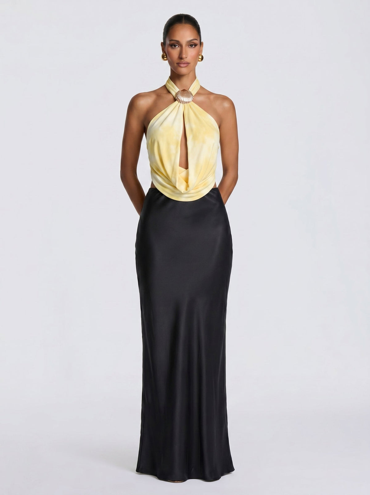 Conjunto de satén amarillo para invitada - Inma™ Ana Ibiza