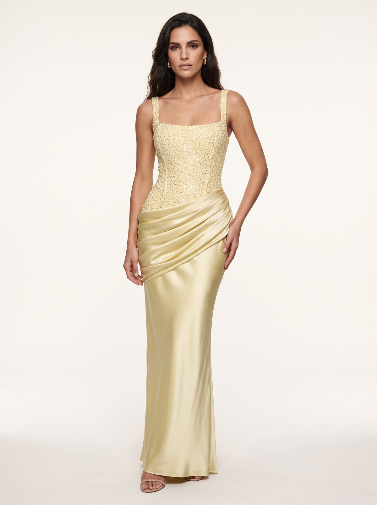 Alejandra™ - Vestido Largo de Satén Limón