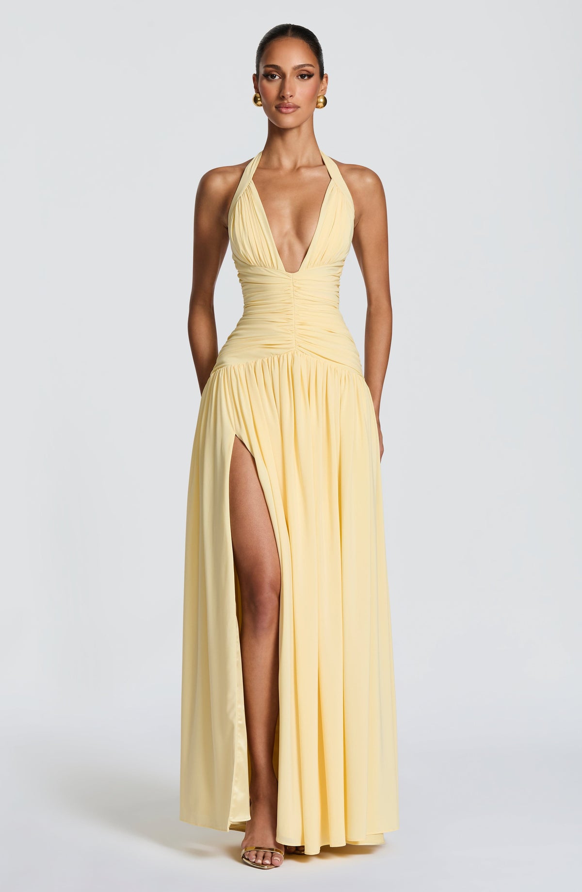 Amaia™ - Vestido Largo de Chifón Limón