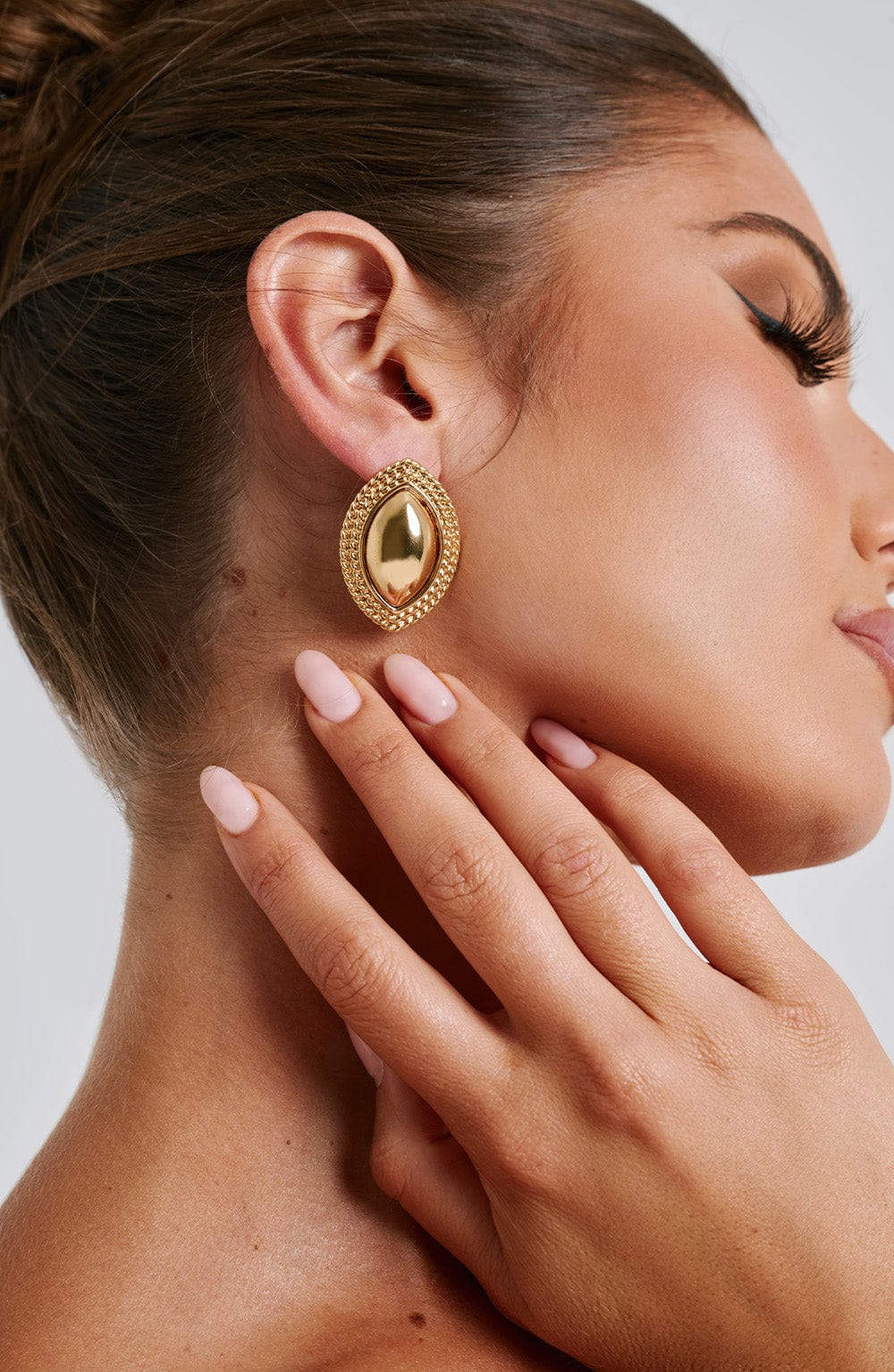 Yolanda™ - Pendientes Elípticos con Piedra Dorados