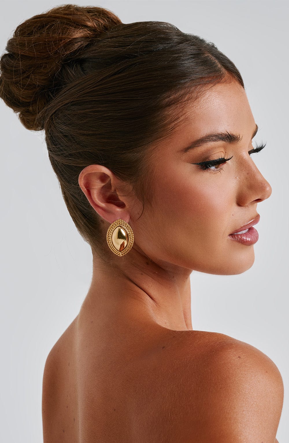 Yolanda™ - Pendientes Elípticos con Piedra Dorados