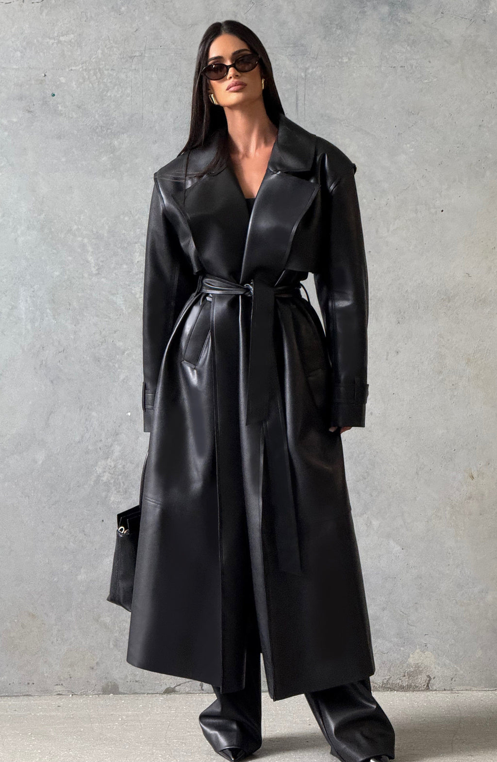Gabardina de polipiel negra - Bárbara™ Ana Ibiza