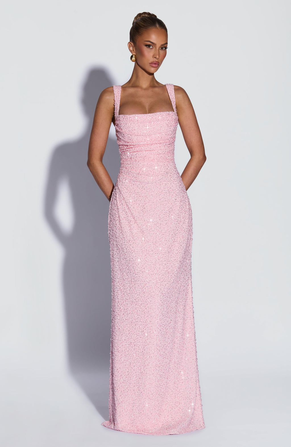 Vestido de graduación largo rosa bordado - Carlota™ Ana Ibiza