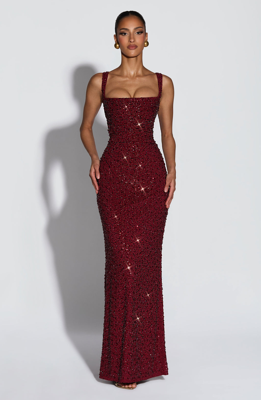 Vestido de evento Carlota™ burdeos con lentejuelas, foto 4