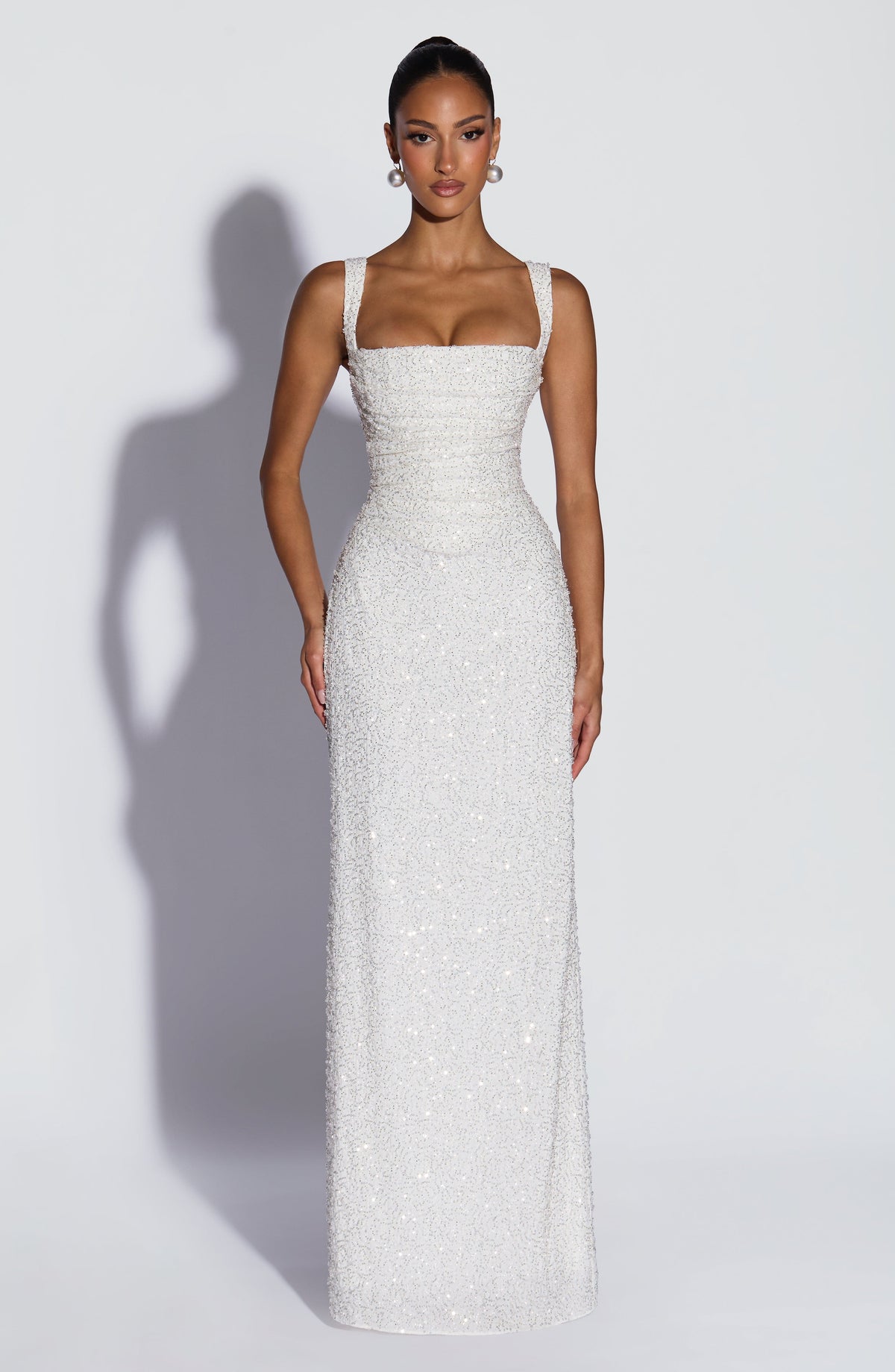 Vestido blanco largo bordado para preboda o evento - Carlota™ Ana Ibiza