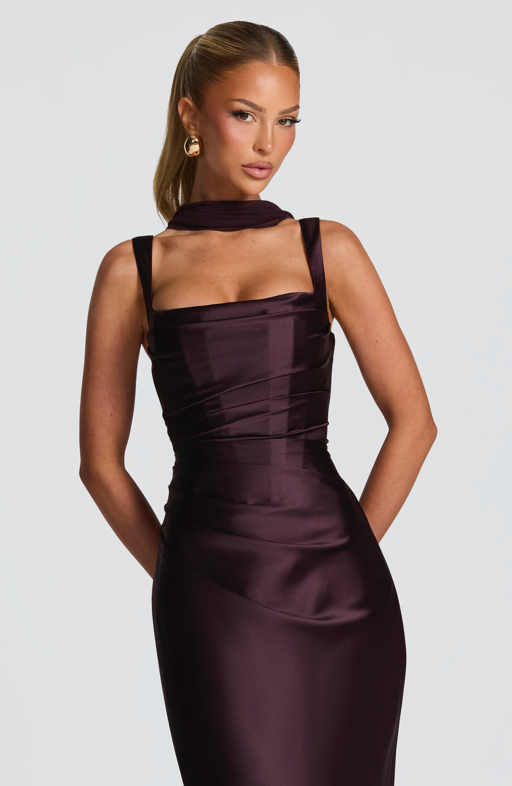 Carlota™ morado: vestido largo de satén para una cena de gala, foto 5