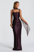Vestido de graduación largo morado de satén - Carlota™ Ana Ibiza