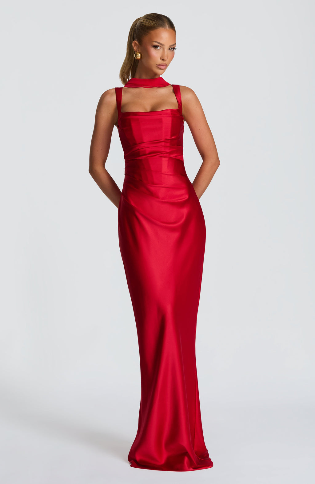 Carlota™ rojo: vestido largo de satén para una cena de gala, foto 5