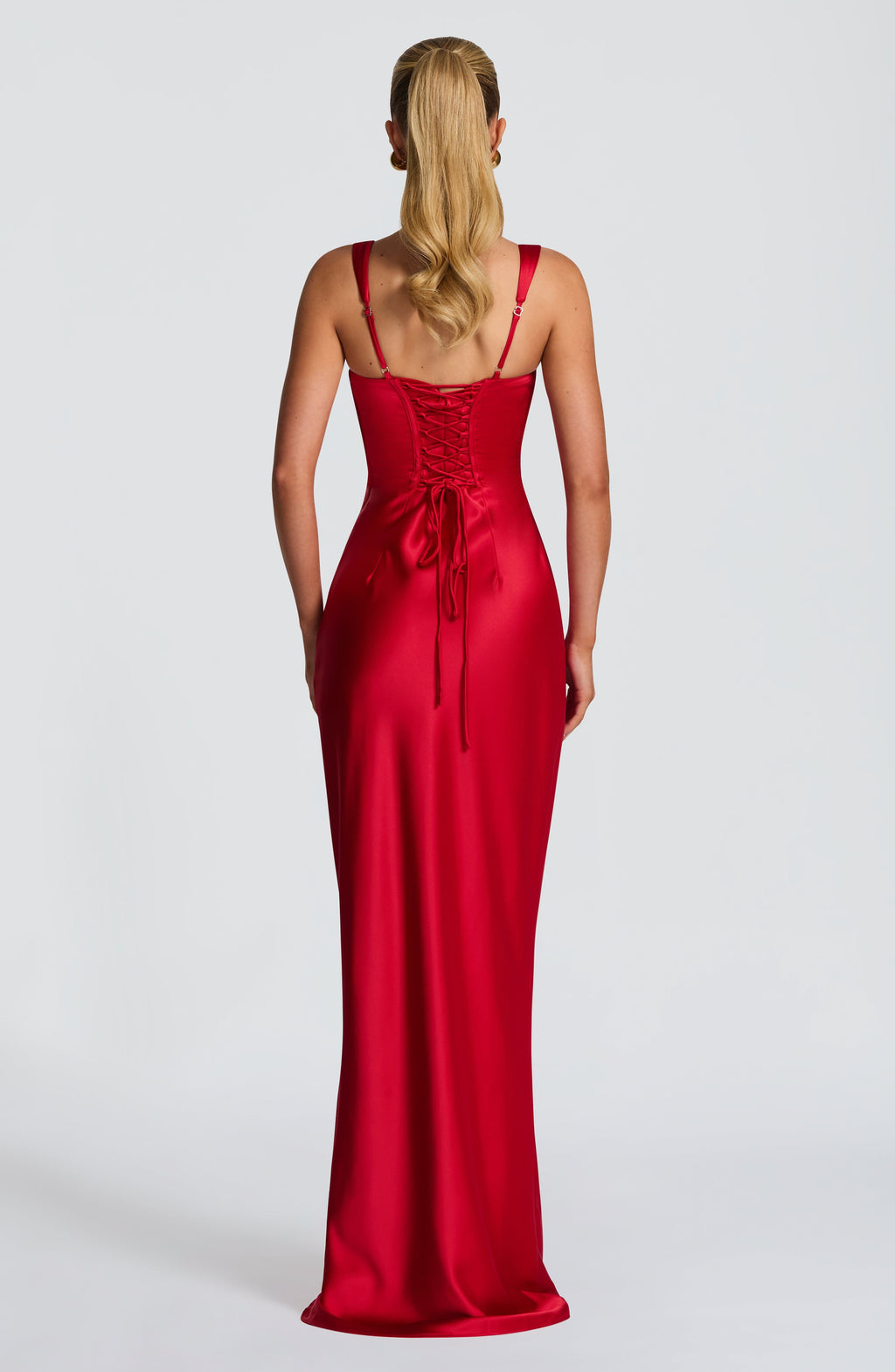 Vestido de evento Carlota™ rojo en satén con corsé, foto 4