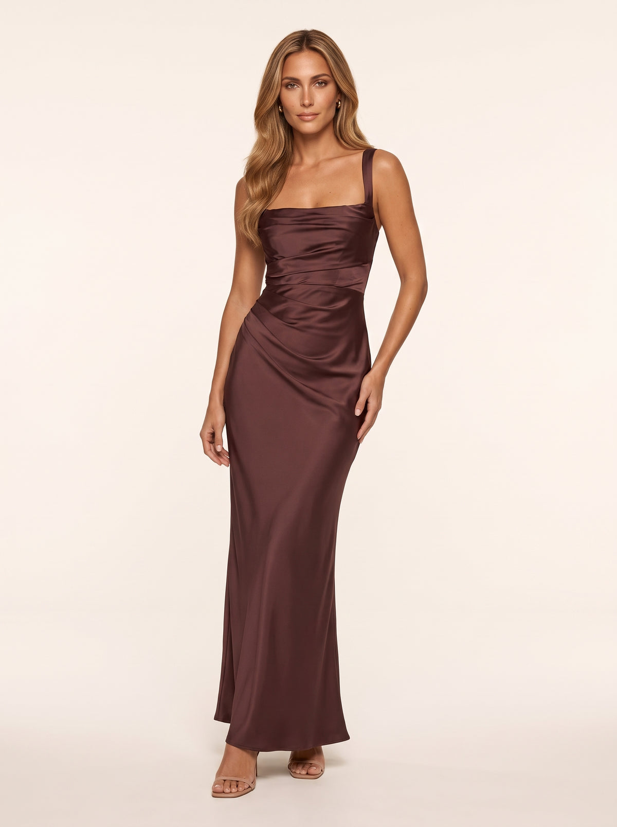 Carlota™ - Vestido Largo de Satén Ciruela