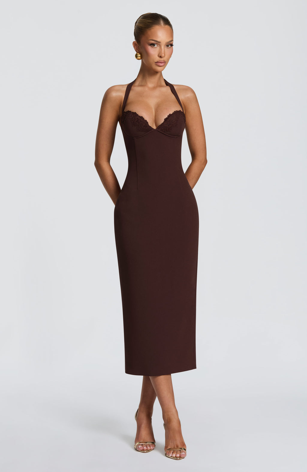 Vestido midi de cóctel ciruela de crepé - Celia™ Ana Ibiza