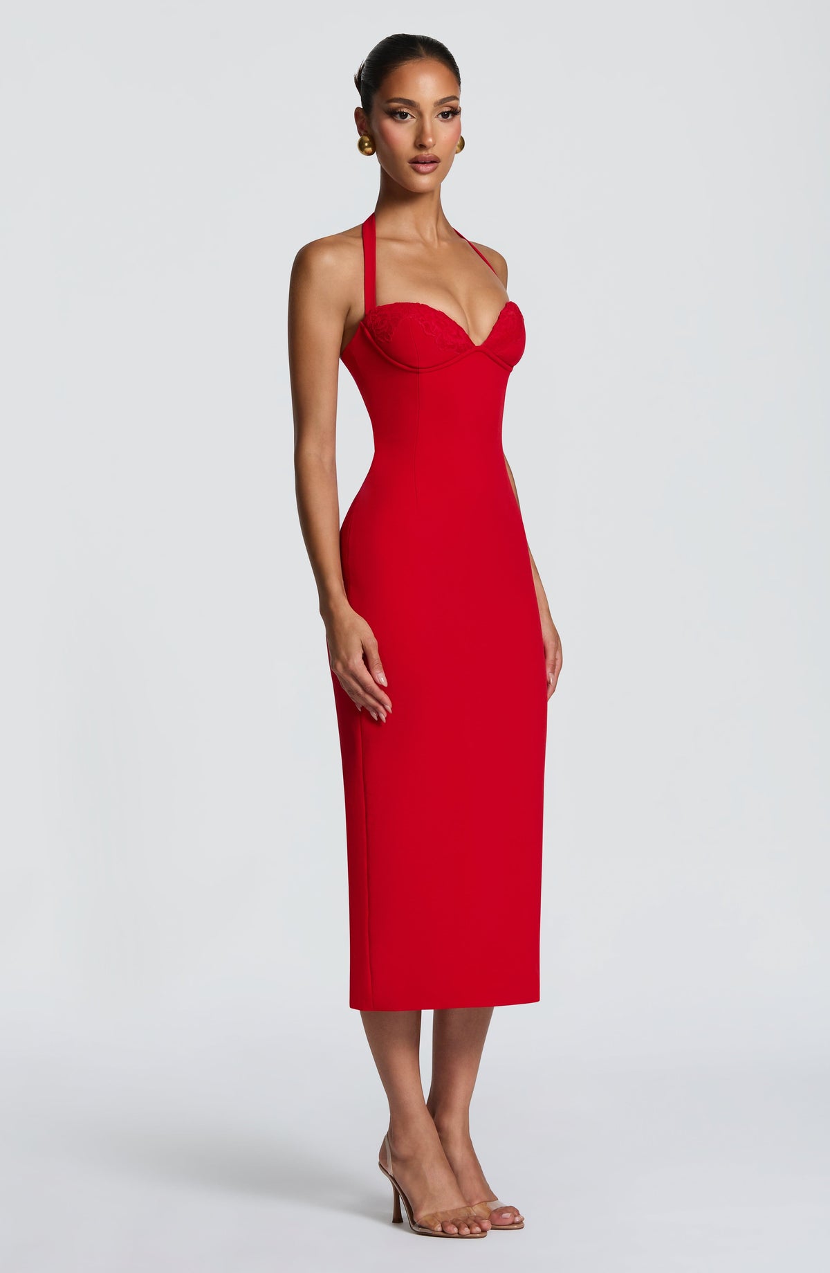 Celia™ rojo: vestido midi para una cena, foto 5