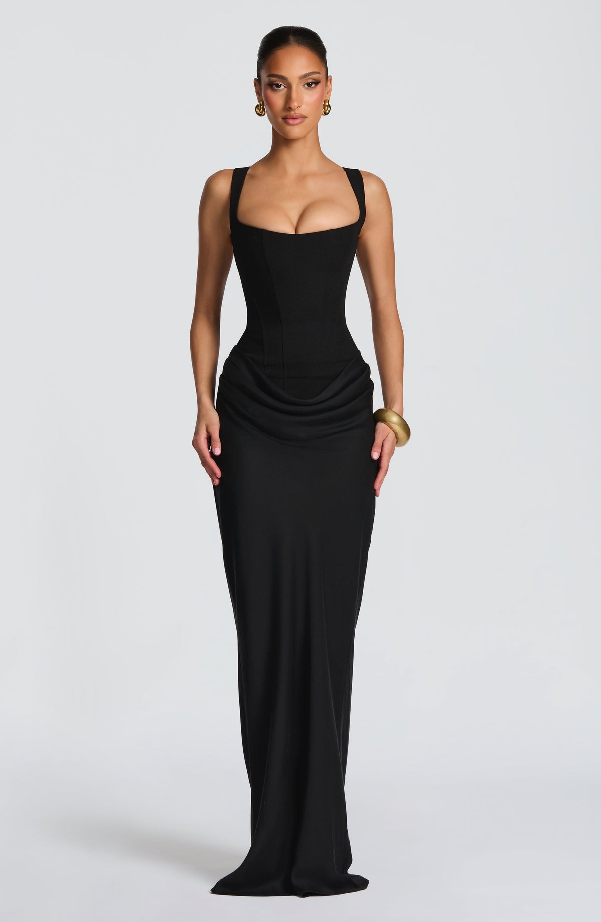 Cornelia™ - Vestido Largo con Corsé Negro