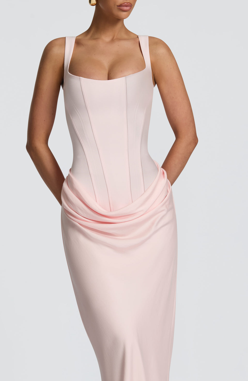 Vestido de evento Cornelia™ rosa con escote drapeado, foto 4
