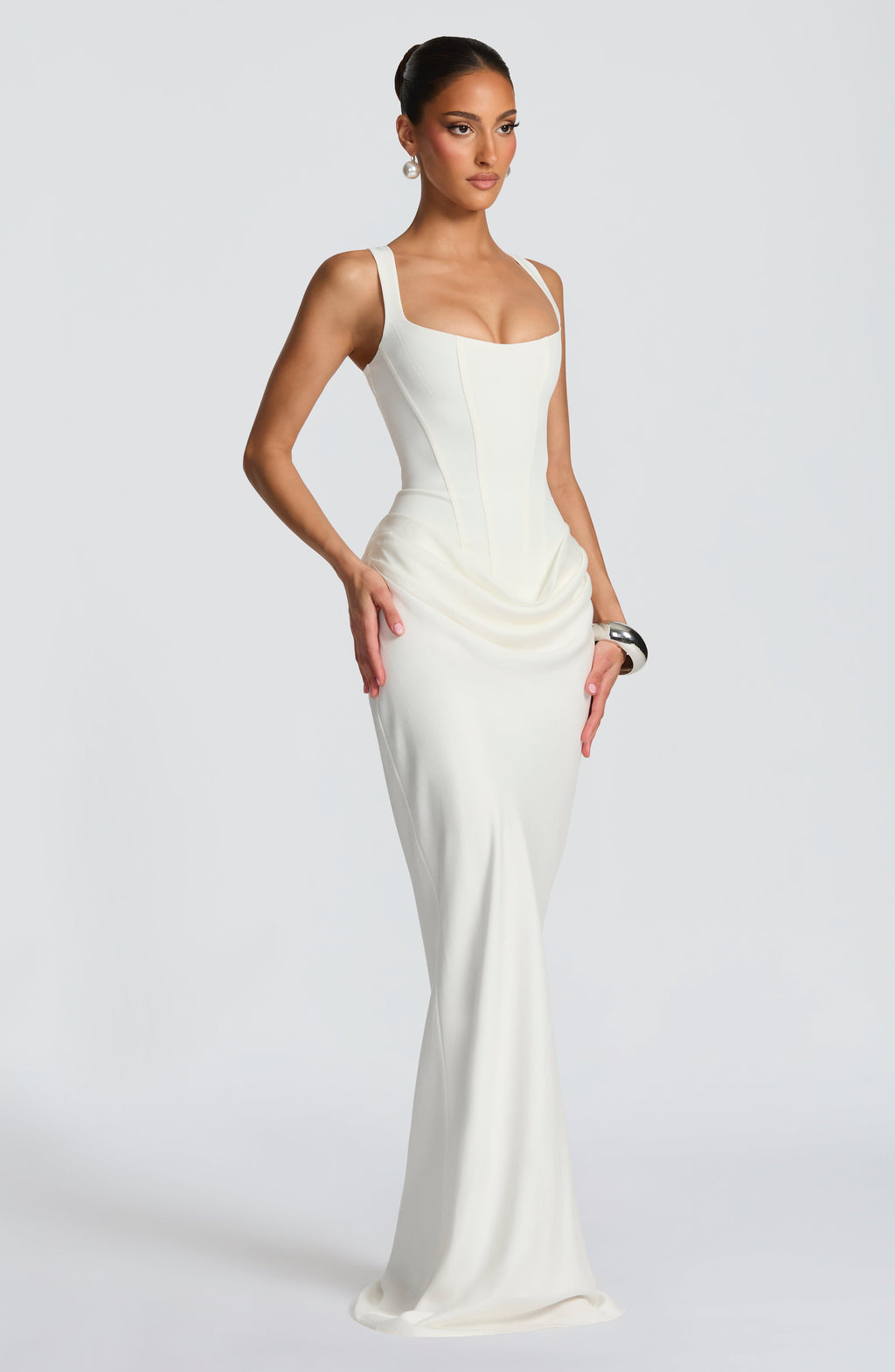 Vestido Cornelia™ marfil con escote drapeado, foto 7