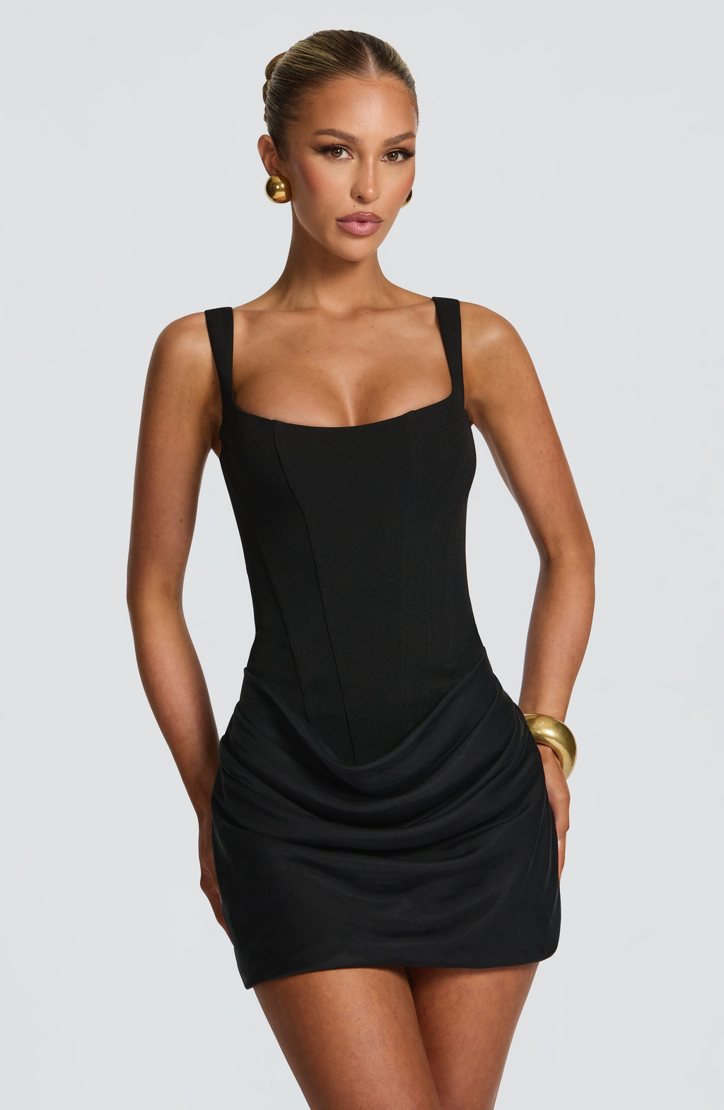 Vestido corto de cóctel negro con corsé - Cornelia™ Ana Ibiza