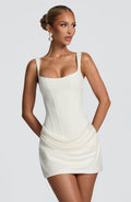 Vestido blanco corto con corsé para preboda o evento - Cornelia™ Ana Ibiza