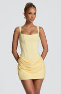 Vestido corto de cóctel amarillo limón con corsé - Cornelia™ Ana Ibiza