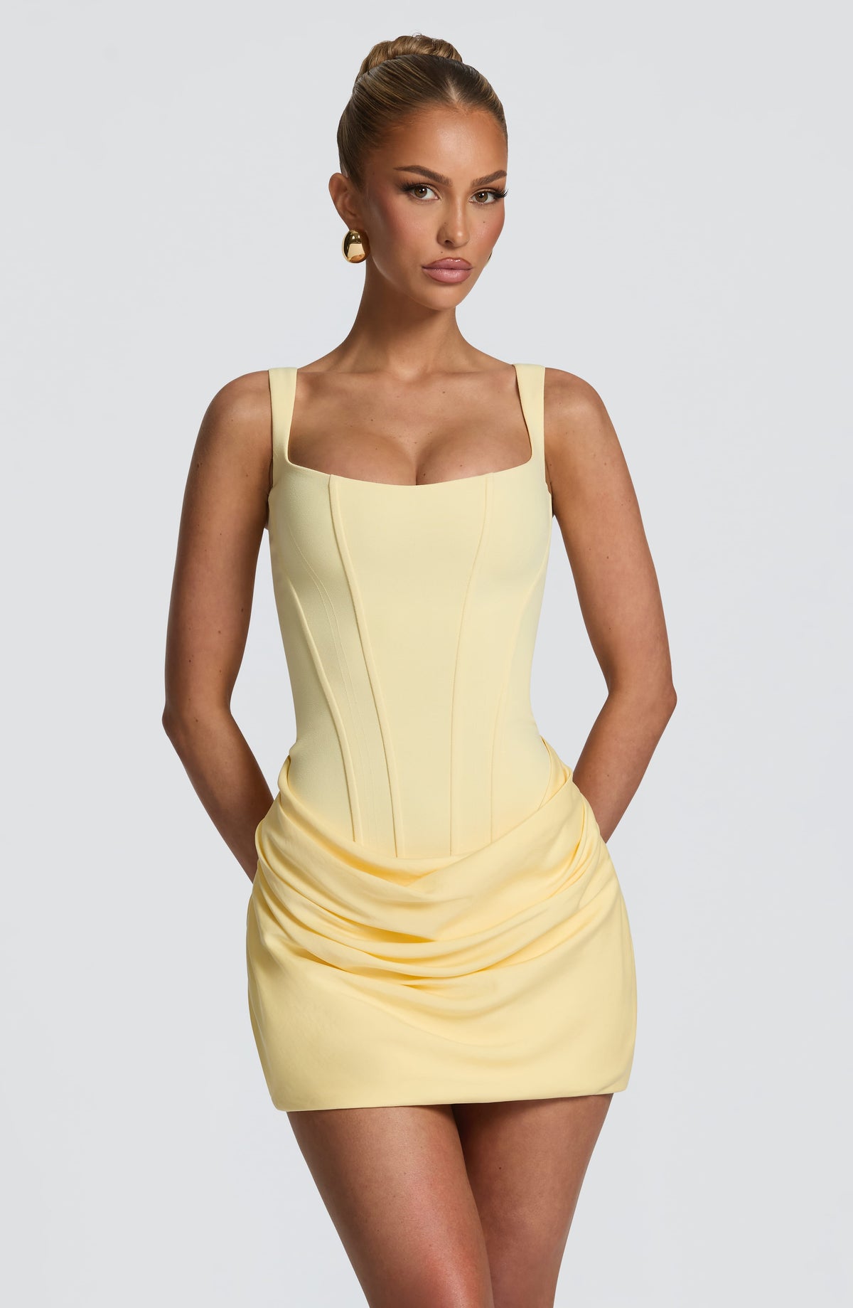 Vestido corto de cóctel amarillo limón con corsé - Cornelia™ Ana Ibiza