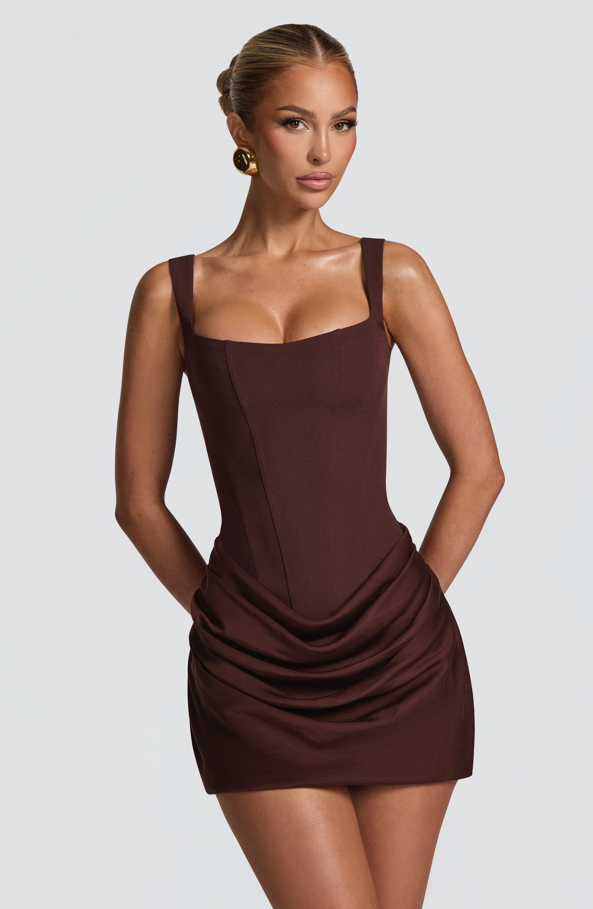 Vestido corto de cóctel ciruela con corsé - Cornelia™ Ana Ibiza