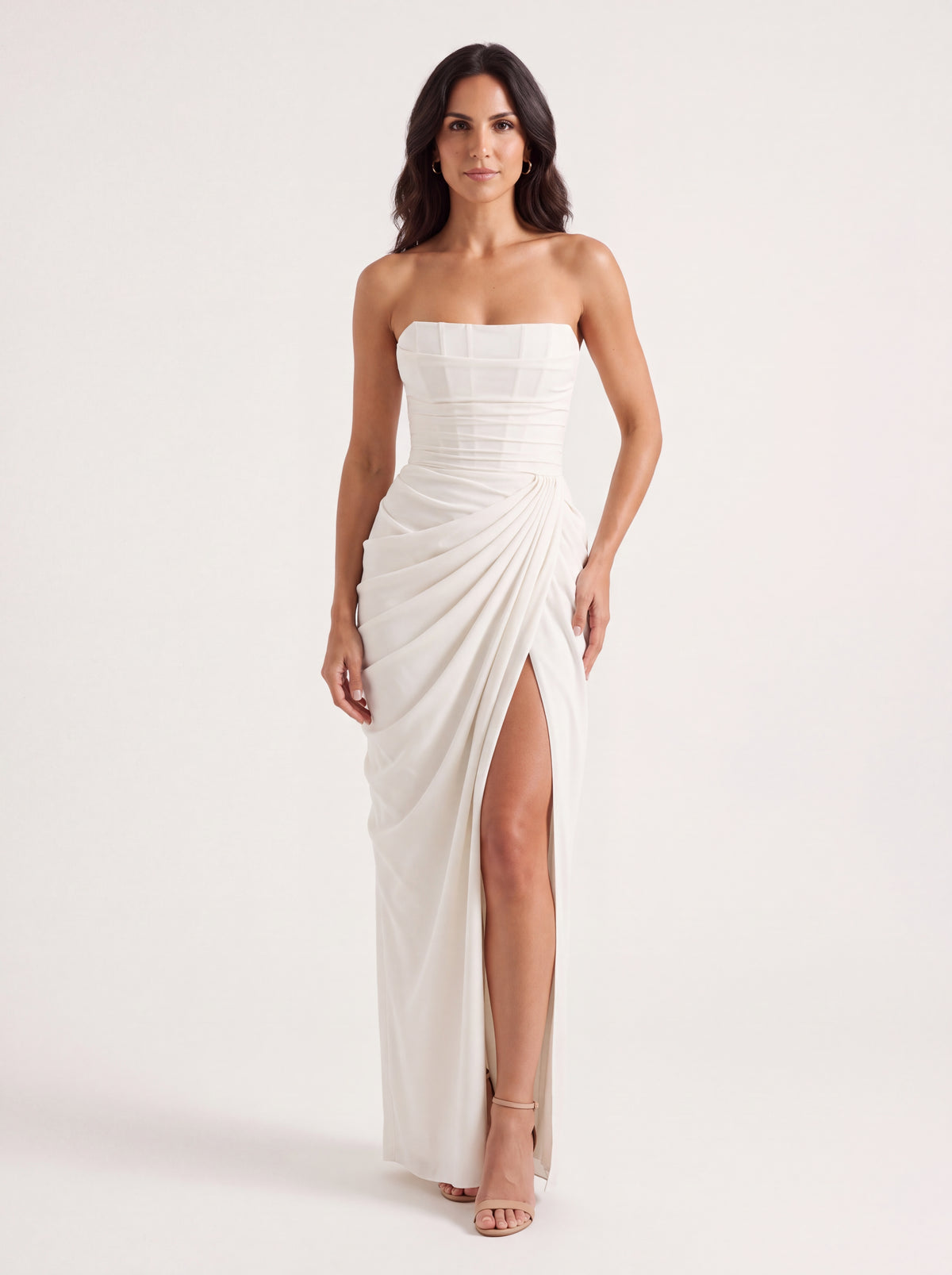 Cyra™ - Vestido Largo de Chifón Marfil