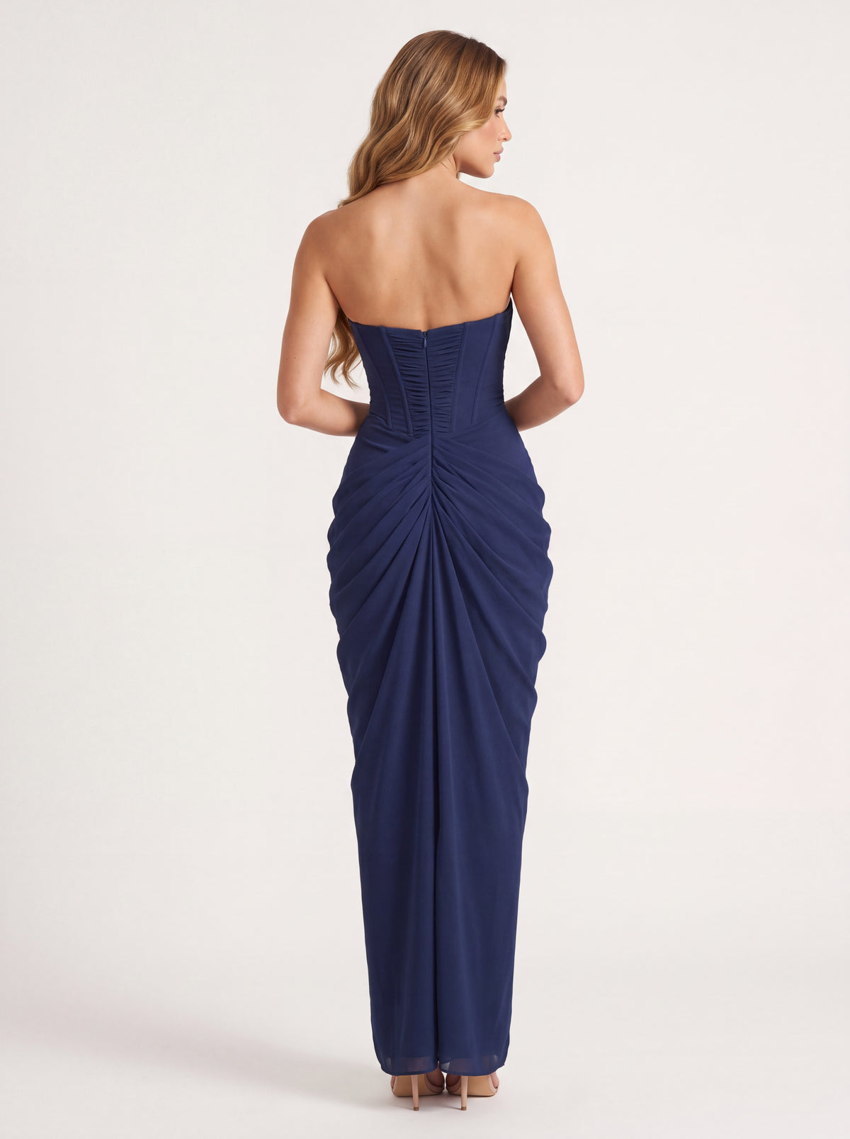 Vestido Cyra azul marino – espalda