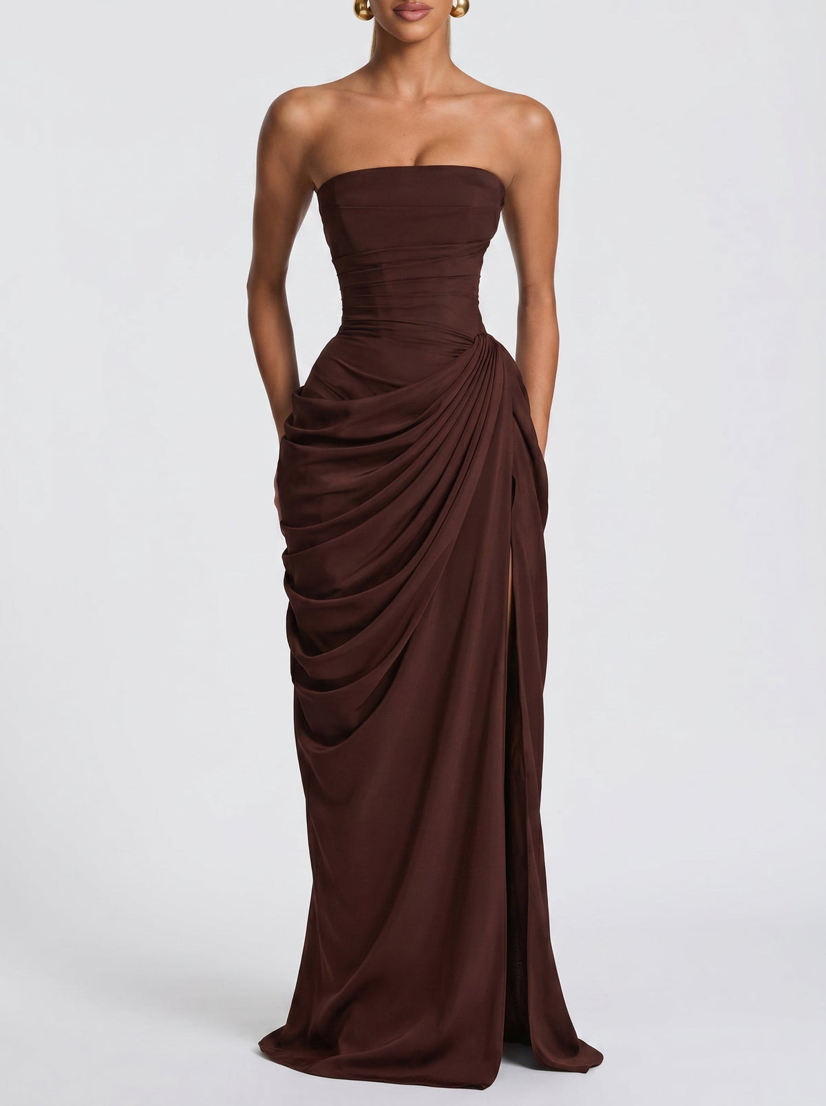 Cyra™ marrón ciruela: vestido largo para una boda de noche, foto 5